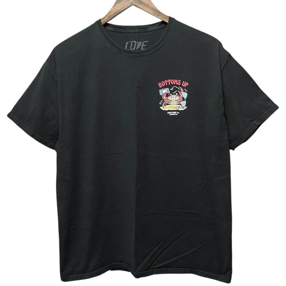 Cove Surf Co Buttoms up crab Bear and bikini front back graphic beer T-Shirt tee